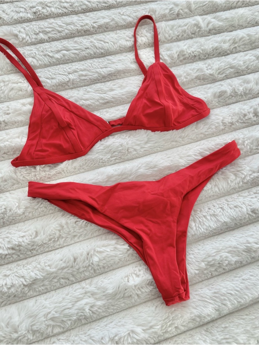 Frankie's Bikinis Red Triangle Two-Piece Swim Set